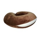 VIAGGI U Shape Round Memory Foam Soft Travel Neck Pillow for Neck Pain Relief Cervical Orthopedic Use Comfortable Neck Rest Pillow - Brown